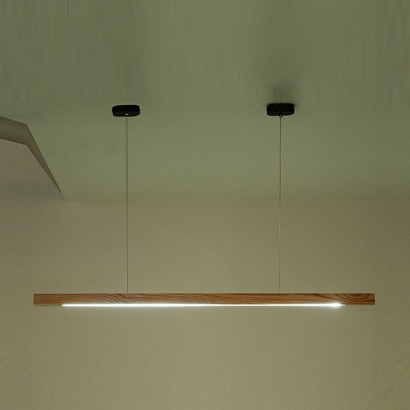 Contemporary Style Linear Shape Pendant Light Wood 1 Light Pendant Lighting Fixture