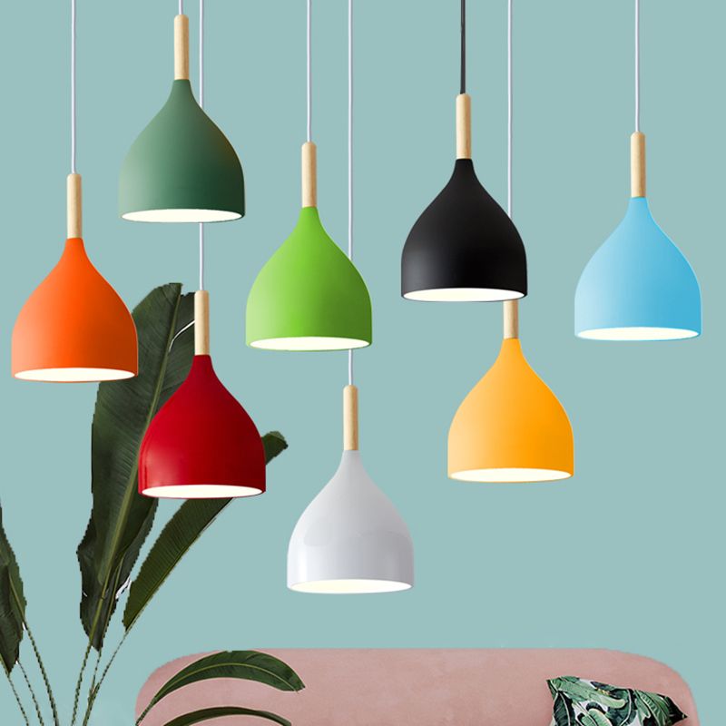 Macaron Water Drop Shaped Pendant Metallic 1-Light Dinner Suspended Lighting Fixture