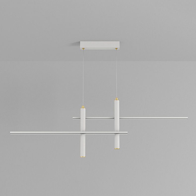 Metal Linear Shape Hanging Lights Modern 4 Lights Pendant Light Fixtures