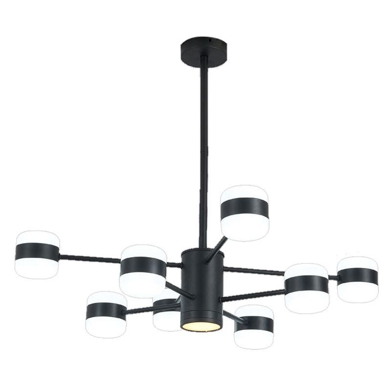 Minimalist LED Chandelier Pendant Light Black Shaded Hanging Light Fixture with Acrylic Shade