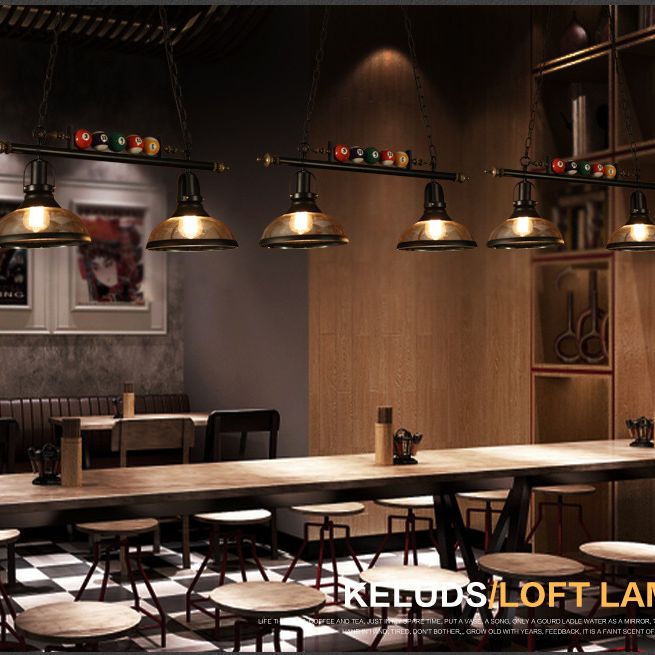 Stile industriale Isola Penderant Light Black Black Iron Iron Billiard Billiard DECOREATIVE Light con 39 "catena regolabile