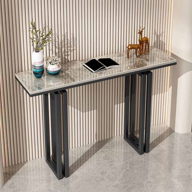 Modern Rectangle Top Accent Table with Iron Base for Hall Console Table