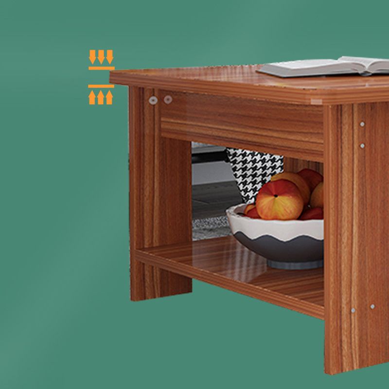 Modern Wooden Coffee Table with Storage and 4 Legs Bunching Tables