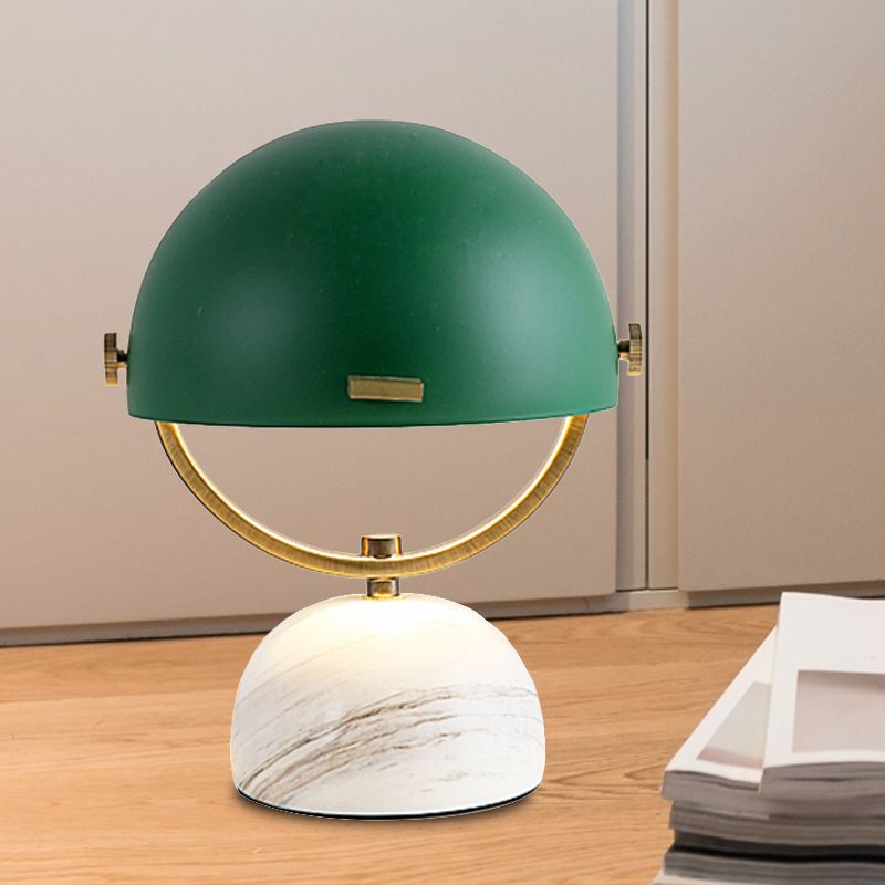 Black/Red Finish Domed Table Lamp Modern Style 1-Bulb Metal Table Light with Marble Base for Bedroom