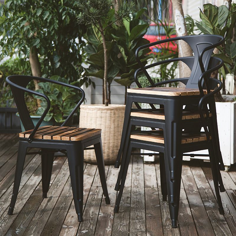 Industrial 1/5 Pieces Metal Dining Set Reclaimed Wood Dining Table Set for Outdoor