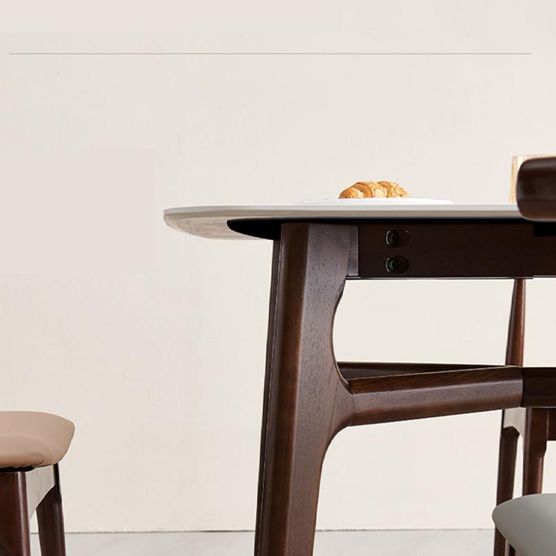 Mid-century Rectangle Dining Table White Stone Top Tripod Base Dining Table