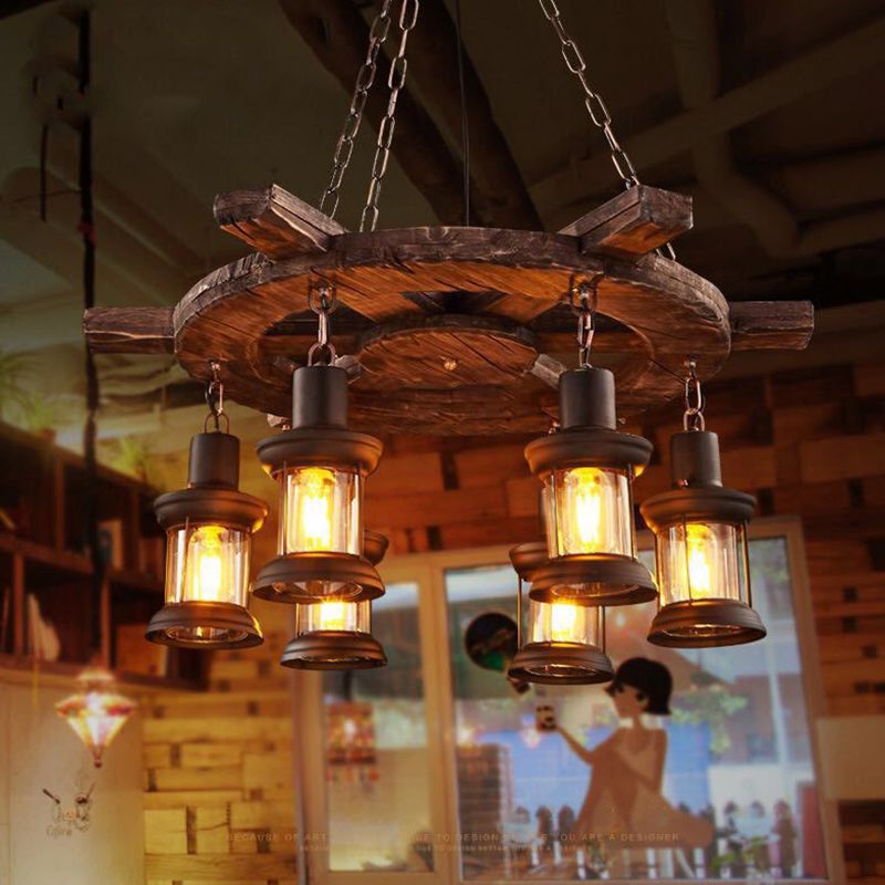 CHANDELIER LETRAGE RÉTRO RÉTRO RETRO 6-LIGHTES VINTAGE NUTICAL KEROSEN LAMP DESIG