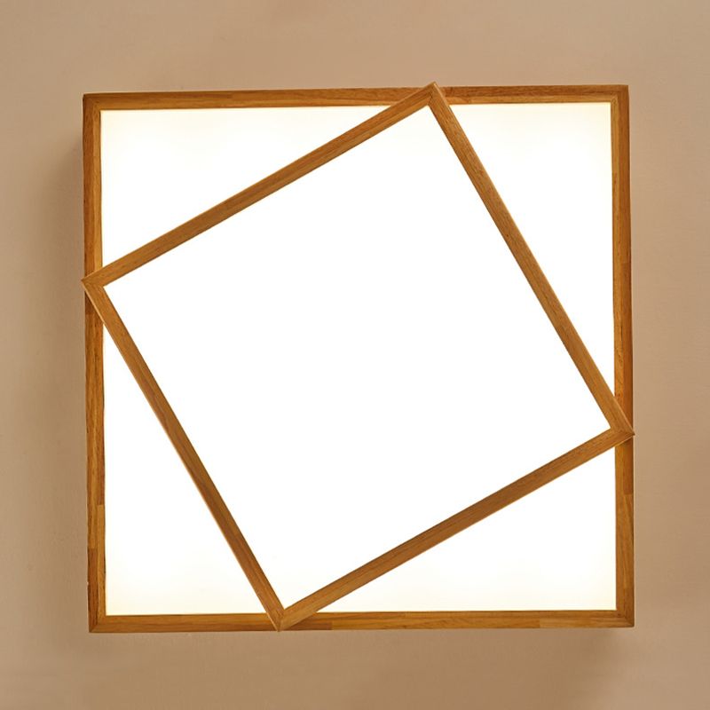 Wood Square Flush Mount Lights Contemporary Style Multi Lights Flush Mount Lighting