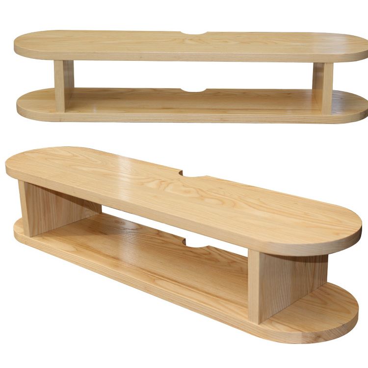 Matte Finish Wall-mounted Media Stand with Shelves Scandinavian Solid Wood TV Console