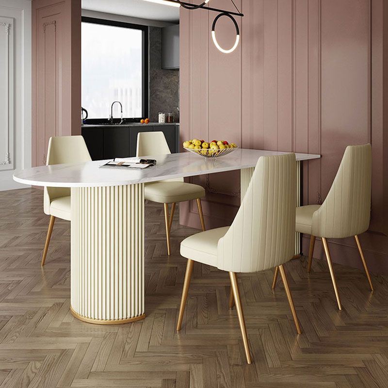 1/2/5 Pieces Dining Room Table Rectangular Sintered Stone Top Dining Chairs Set