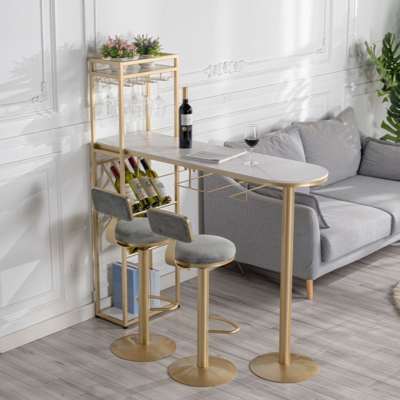 1/3 Piece Adjustable Height Bar Stool and Table Set Sintered Stone Matte Finish Bar Set