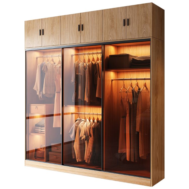 Clear Glass Door Storage Cabinet Modern Sliding Door Wardrobe for Home
