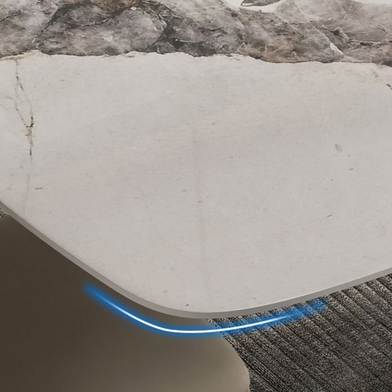 Minimalist Sintered Stone Dining Room Set with Black Base Formal Dining Table Set