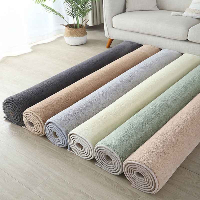 Villus Solid Color Rug Living Room Rectangle Shape Carpet Polyester Washable Area Rug