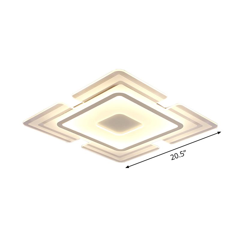 Squared Petal Ultra Thin Flushmount Contemporary Acrylic White LED Ceiling Lamp for Living Room, 16.5/20.5 Inch Width
