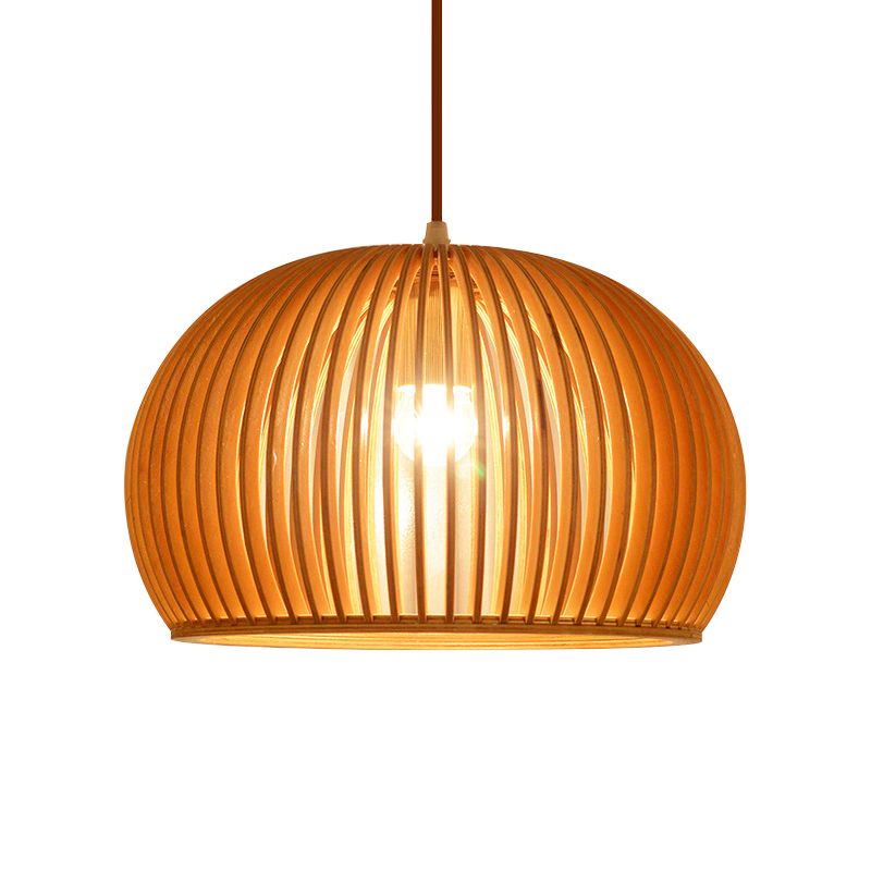Holzhemisphäre Anhänger Beleuchtung minimalistischer Ein-Bulb-Beige Decke Hanglampe, 14 "/18" Breite