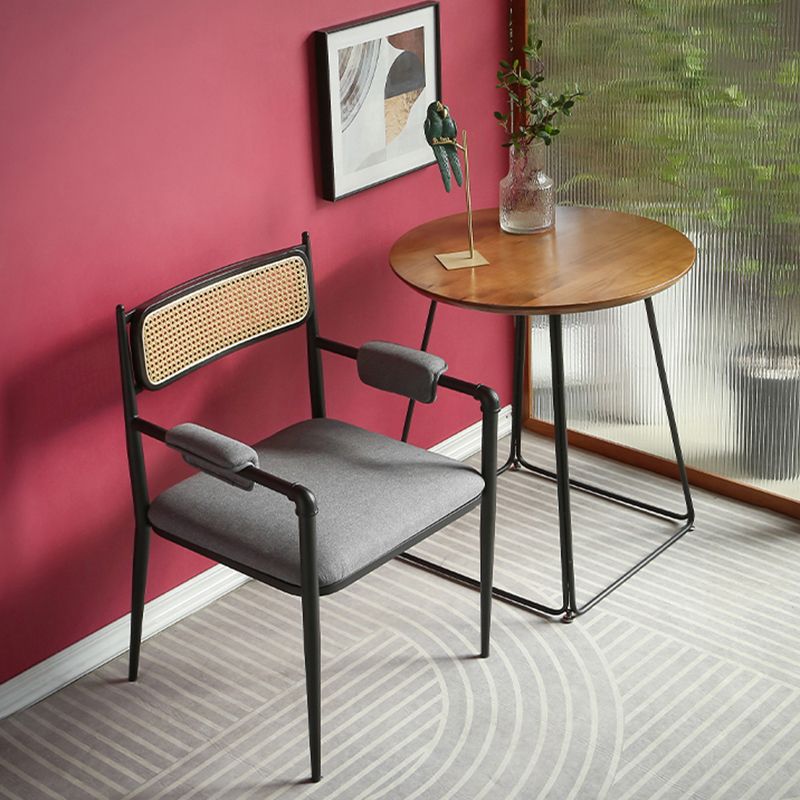 Sillas de comedor nórdicas con respaldo abierto, silla lateral para cocina con patas de metal