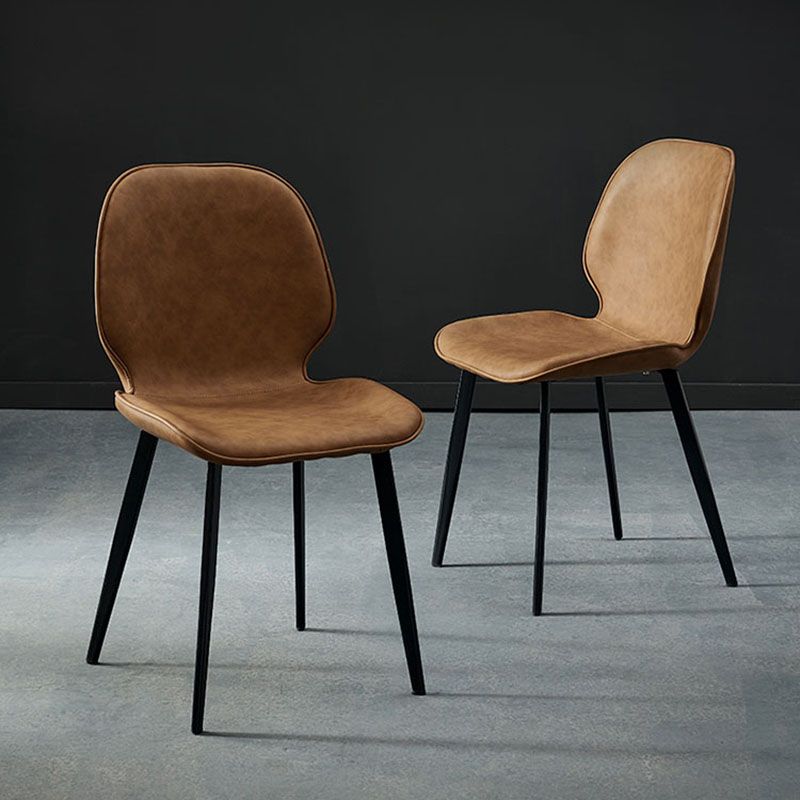 Sillas con respaldo de estilo industrial, sillas sin brazos de comedor de cuero para cocina