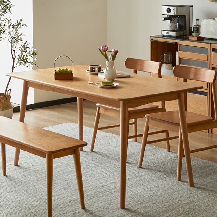 Modern Solid Wood Rectangular Space Saving Top Dining Table with 4 Legs
