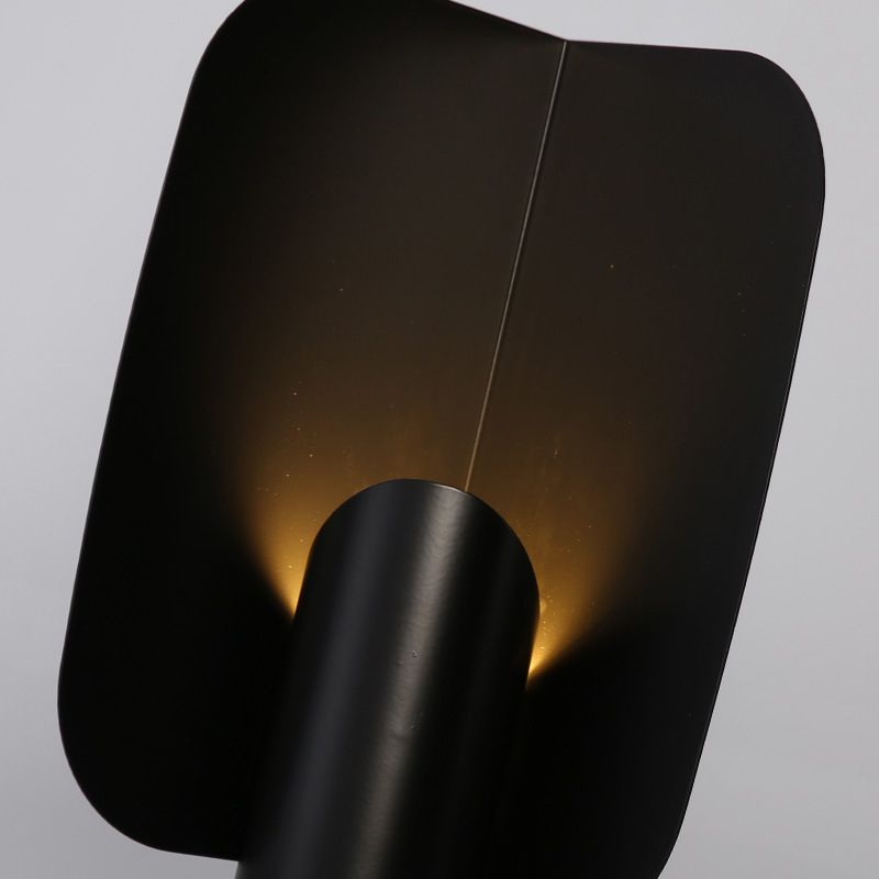 Beveled Tubular Table Lamp Simple Metal 1-Light Bedroom Night Lighting with Curved Panel