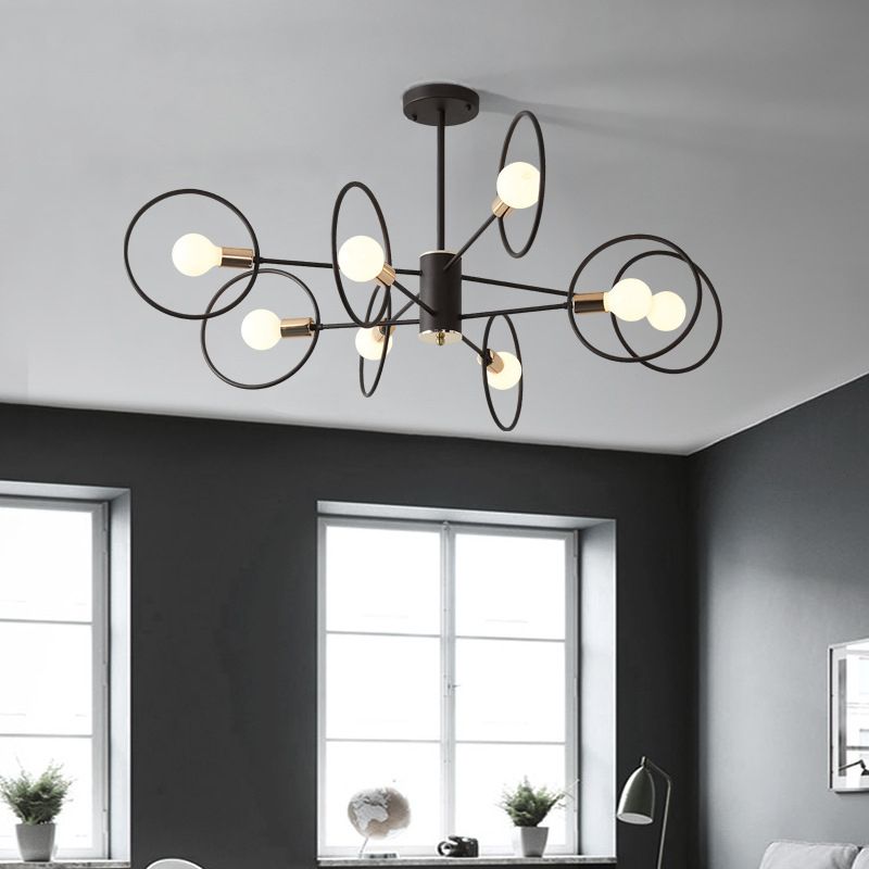 6/8/12-Head-Stufe Kreis Anhänger Kronleuchter Dachboden Style Kaffeeisen-Decke Anhänger Licht für Wohnzimmer
