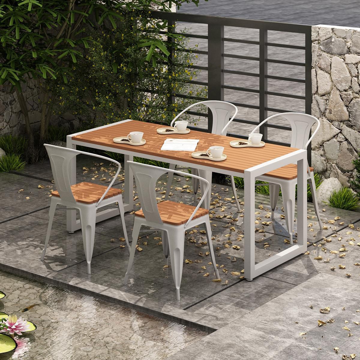 Modern 1/3/4/5/7 Pieces Rectangular Picnic Table Reclaimed Wood Dining Picnic Table
