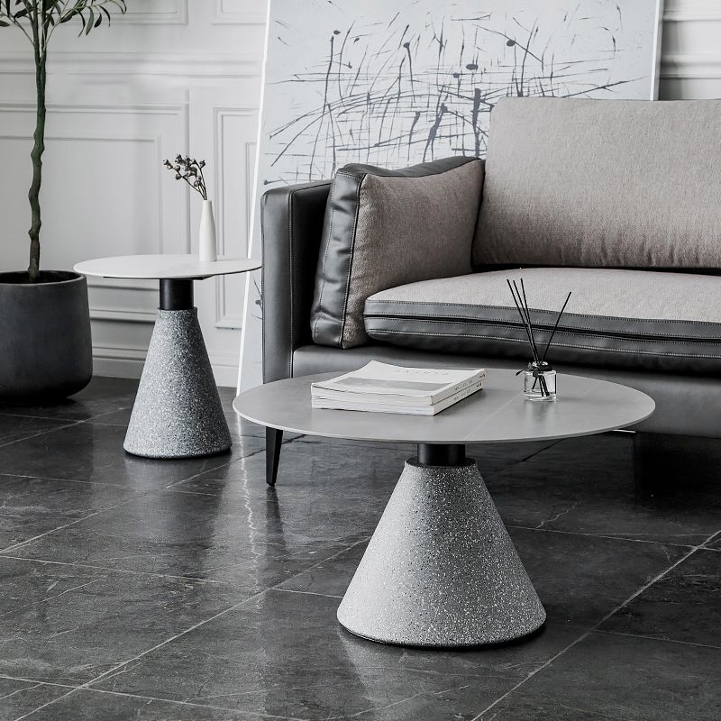Slate Coffee Table Round Modern Minimalist Coffee Table for Living Room