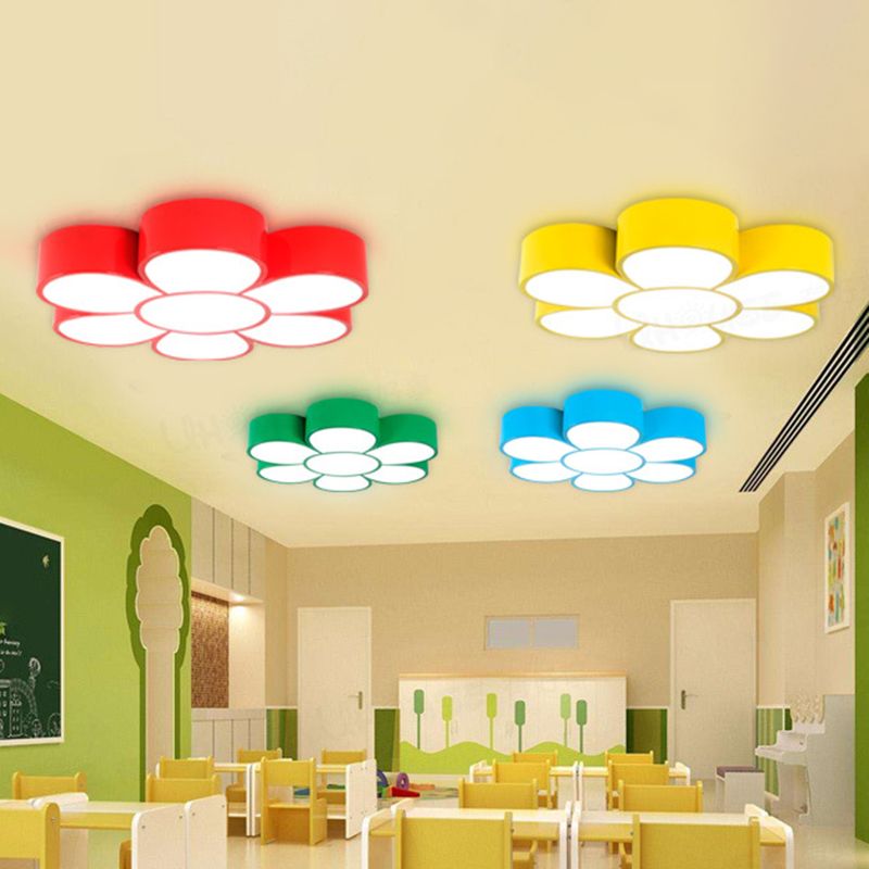 Floral Kindergarten Flush Light Acrylique Minimaliste LED Flush Ceiling Light Fixture