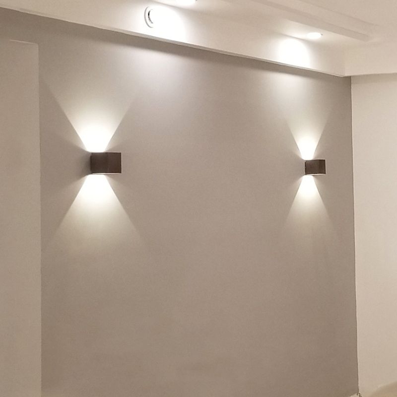 2-Lights Sconce Light Fixture Modern Style Geometric Aluminum Wall Mounted Light in Black and White