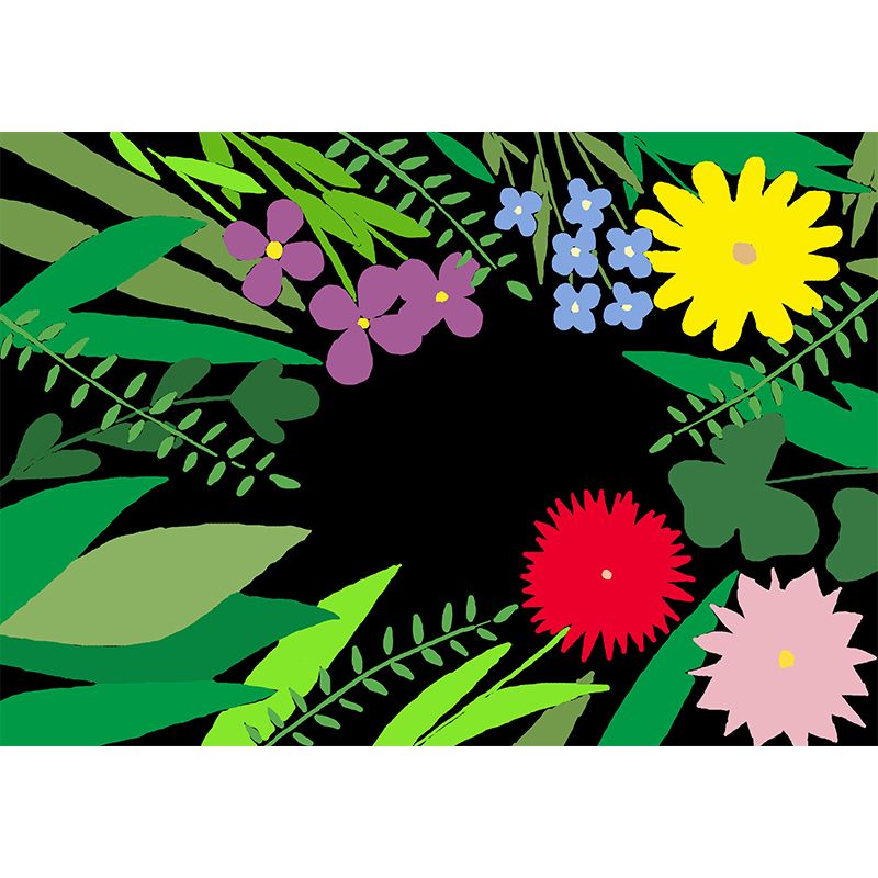 Customized Illustration Mural Tropical Plants Decorative Eco-friendly for Room