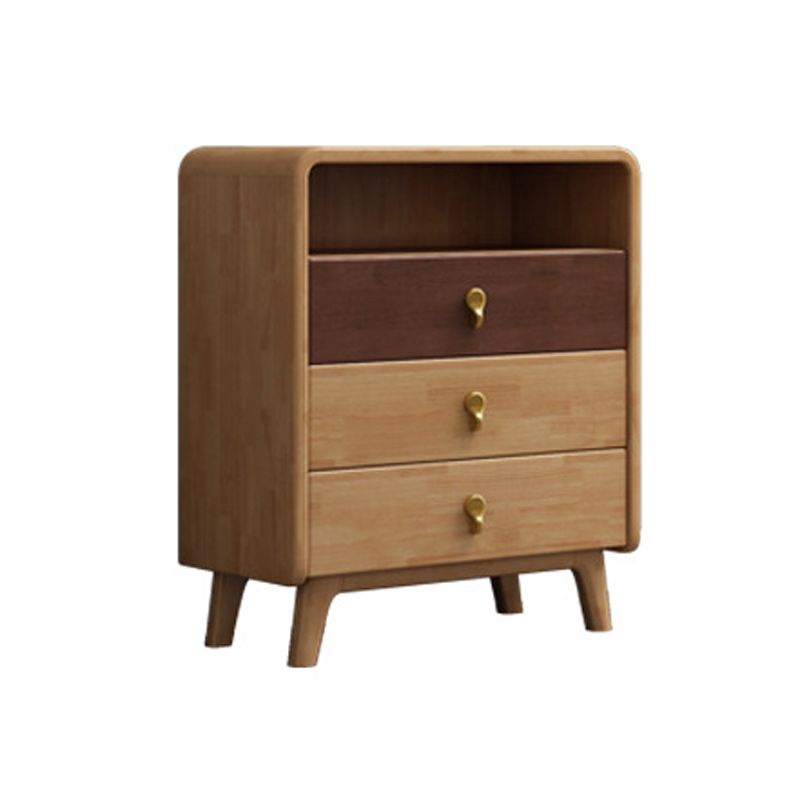 Contemporary Natural Accent Chest with 4 Wooden Legs and Drawers
