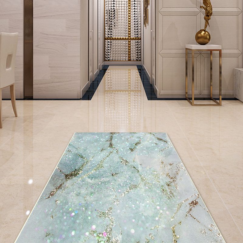 Modern Ombre Pattern Rug Light Green Polyester Rug Washable Non-Slip Backing Area Rug for Bedroom