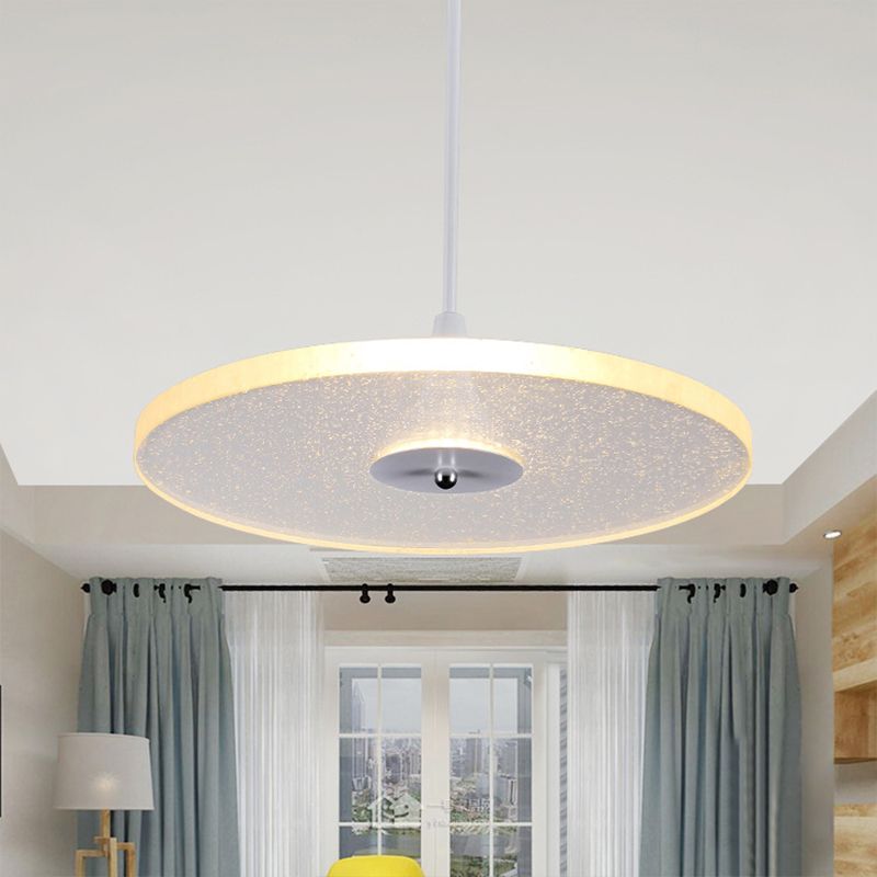 Iluminación colgante redonda de 12 "/16" de ancho Cristal moderno 1 Lámpara de colgación blanca LED para sala de estar
