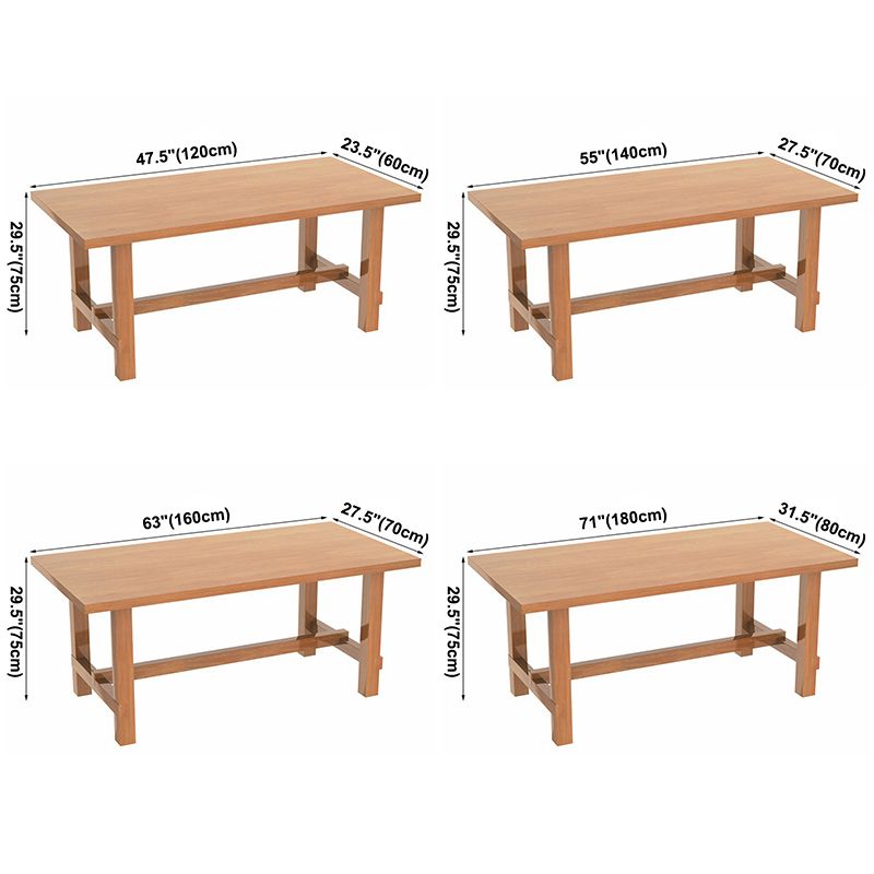 Tavolo da pranzo standard a forma di rettangolo contemporaneo tavolo da pranzo in legno massiccio con base di cavalletto