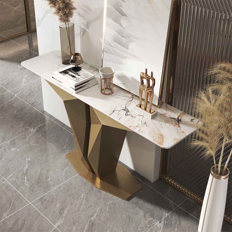 Rectangle Shape Contemporary Console Table Gold Stone Console Sofa Table