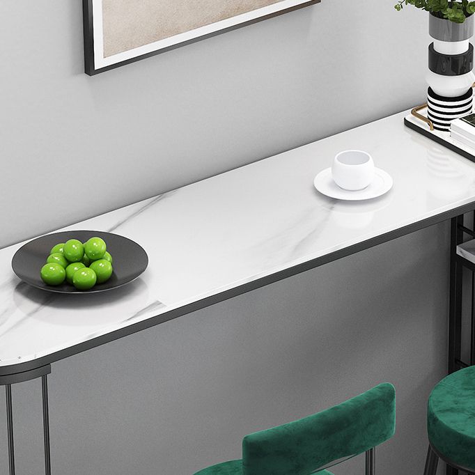 White and Black Glam StyleTable in Faux Marble and Iron Milk Tea Shop Bar Table