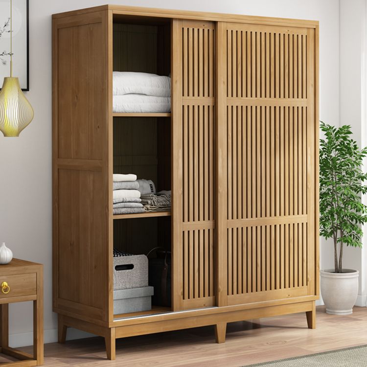 Modern Pine Solid Wood Wardrobe Freestanding Multifunctional Wardrobe Armoire