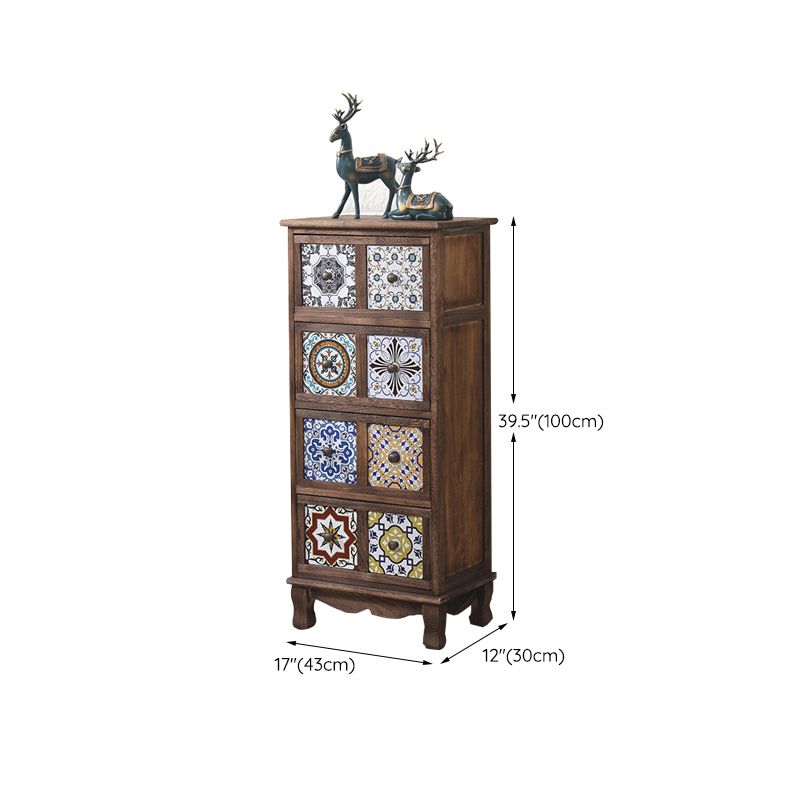 Nautical Bedroom Storage Chest Solid Wood Chest in Brown with Drawers