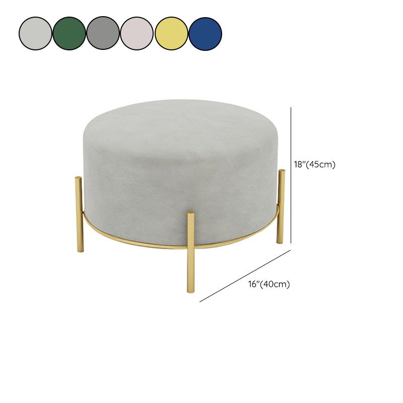 Solid Color Round Ottoman Mildew Resistant Velvet Upholstered Ottoman