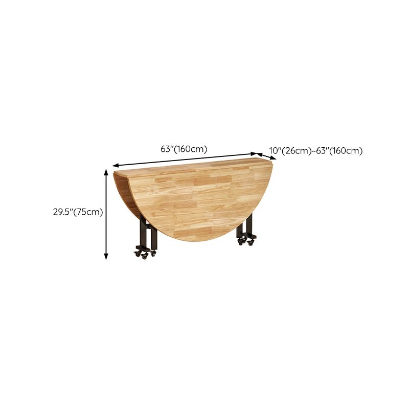 Modern Style Round Solid Wood Drop-Leaf Dining Table in Natural