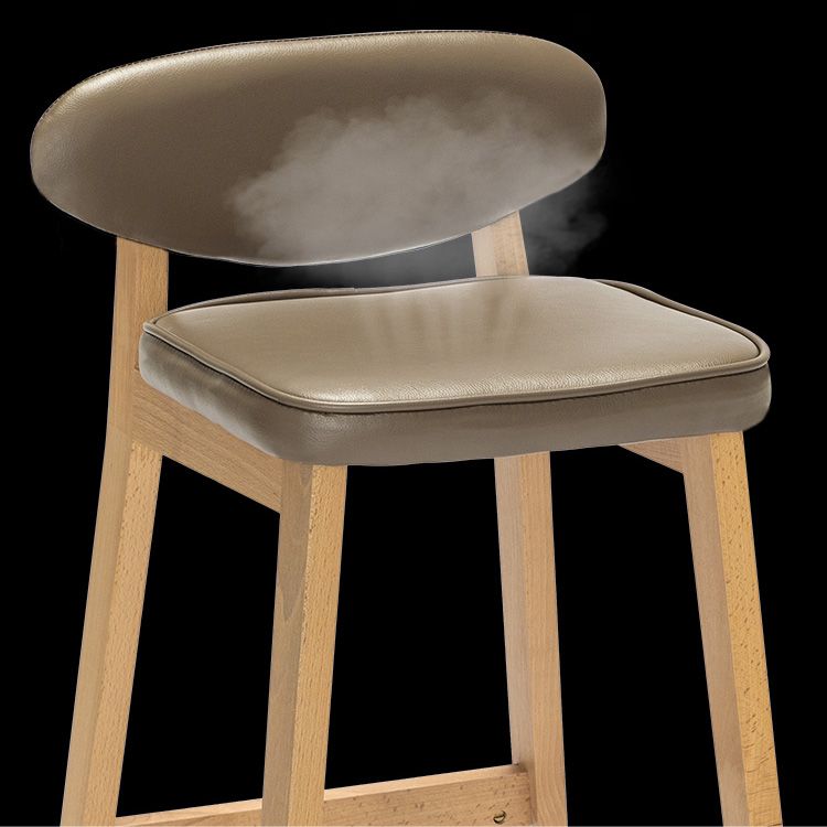 Contemporary Bar-stool Square Counter Bar Stool with Wooden Legs for Kitchen