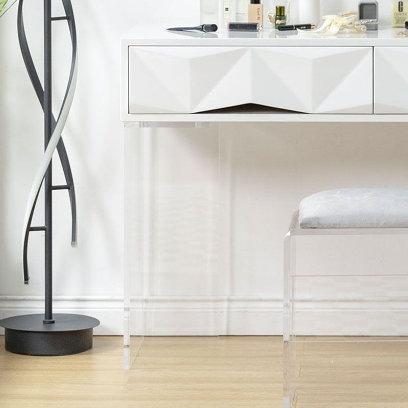 Modern Makeup Dressing Table Stool Set with 1/2 Storage Drawers