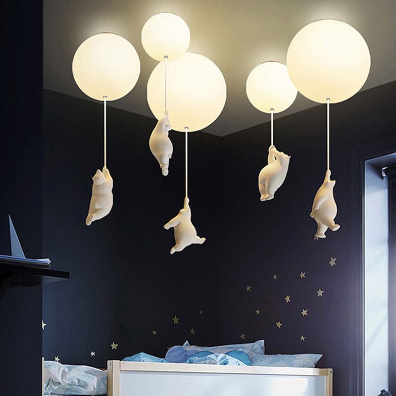 Contemporary Bear Ceiling Lamp Acrylic Shade Flush Mount Light Fixture