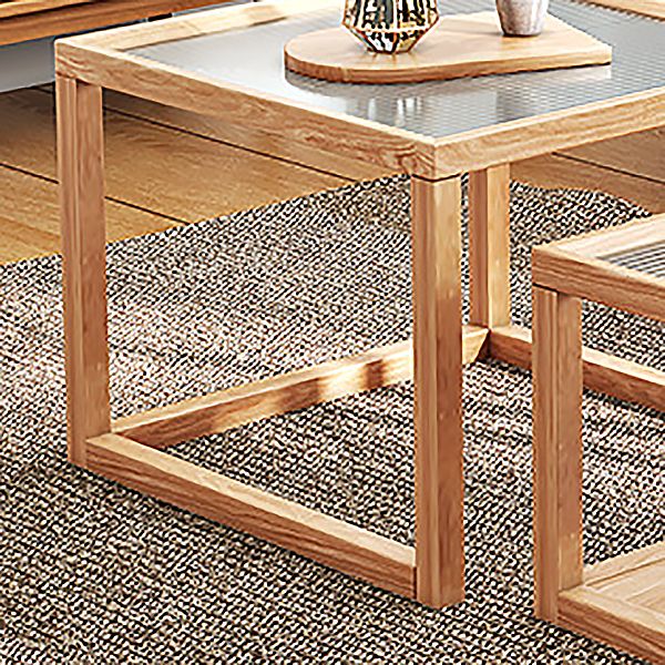 Modern Frame Coffee Table Square Glass Top Coffee Cocktail Table for Living Room