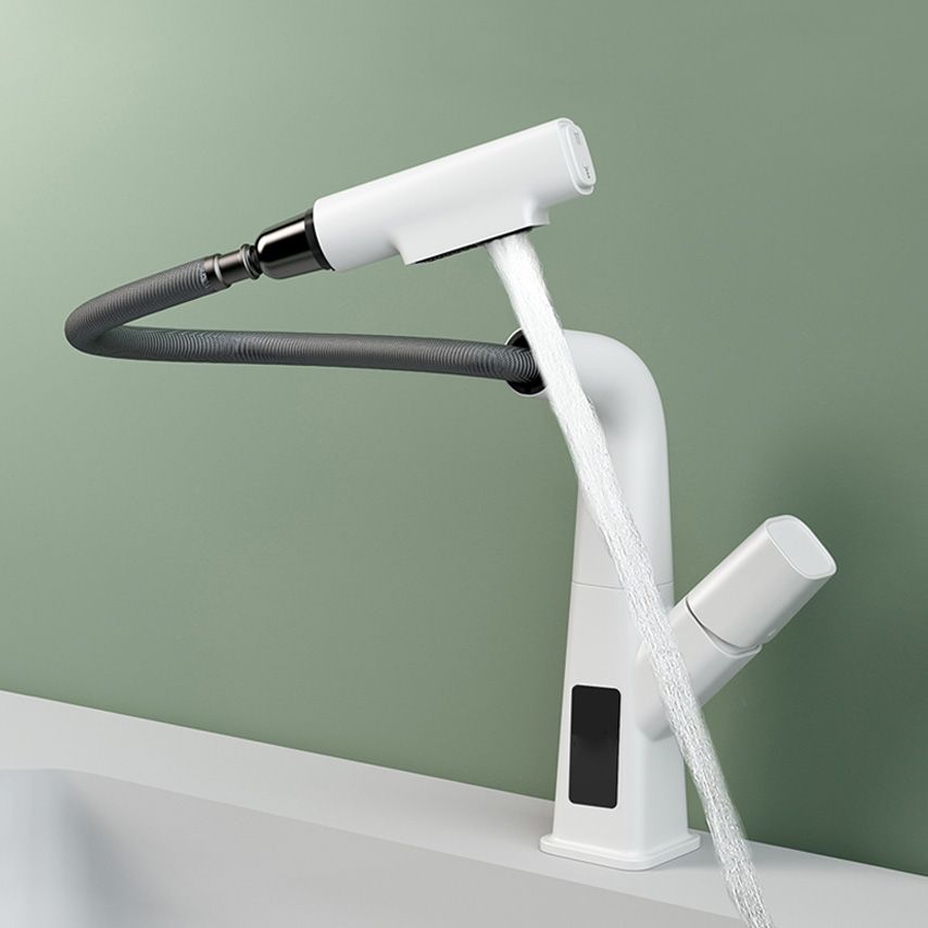 Washroom Sink Faucet Rotary Handle Pull-out Single Hole Sink Faucet