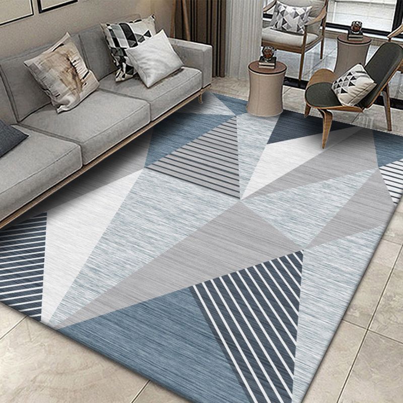 Trendy Dark Colored Rug Modern Graphic Design Rug Polyester Stain Resistant Carpet for Living Room