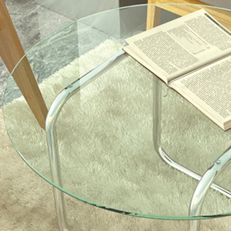 Tempered Glass Top Coffee Table Chrome Finish Sled Base Cocktail Table