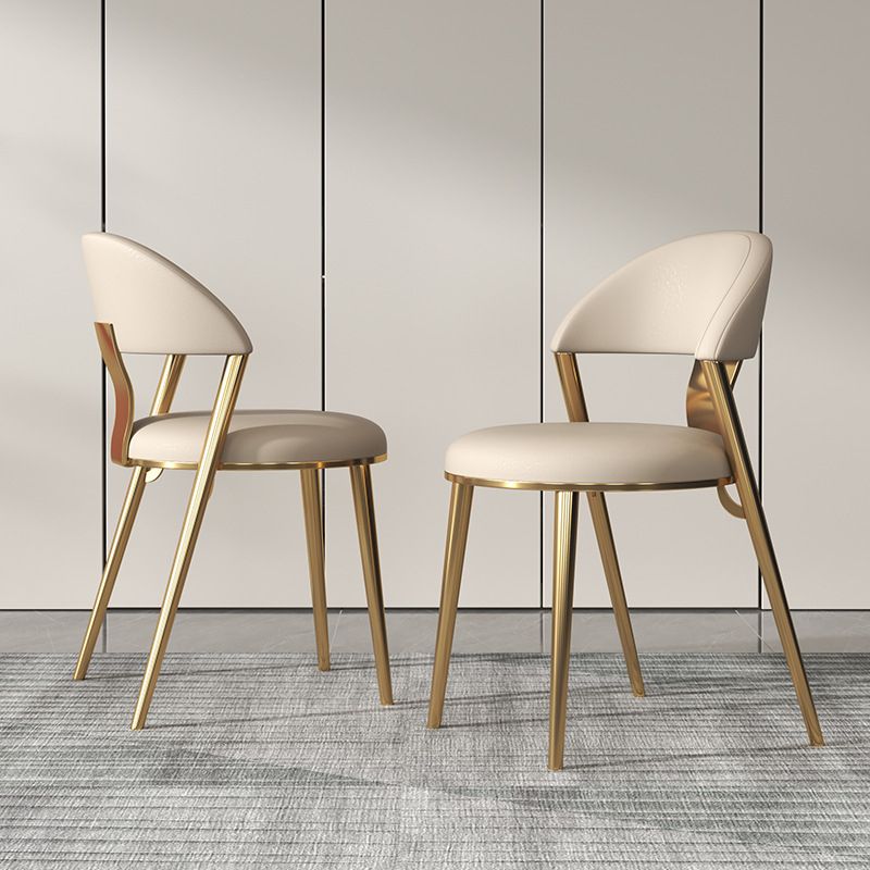 Dining Room Armless Side Chair Glam Faux Leather Dining Chair