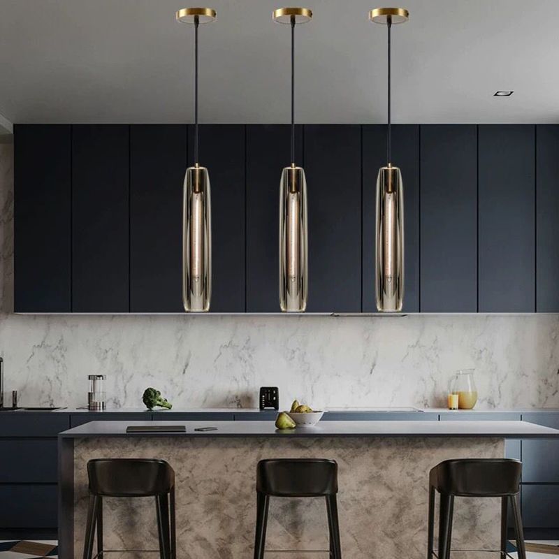 Crystal Pendante Light Contemporary Smoke Grey Pendant lampe pour le salon