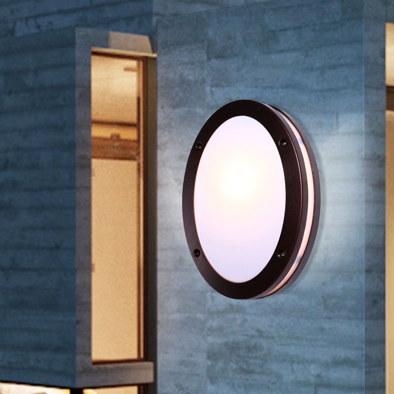 Donkere koffie Diamant/elliptische muur SCONCE Rustiek opaalglas 1 Licht balkon Wandverlichting